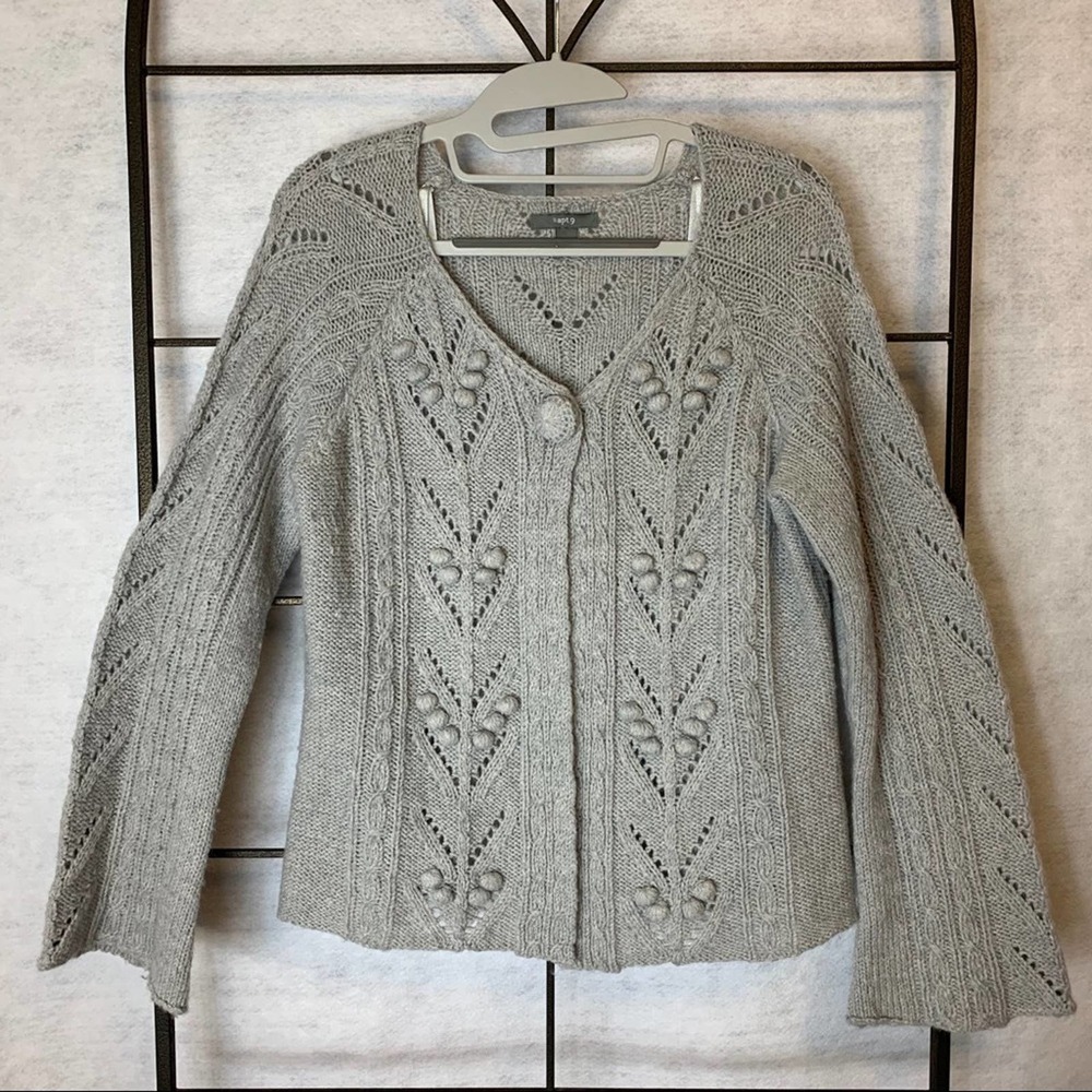 APT‎ 9 Bell Sleeve Cardigan Grey Women's Size Medium